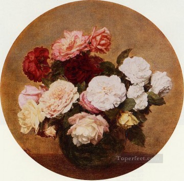  ROSAS Pintura - Un gran ramo de rosas pintor de flores Henri Fantin Latour